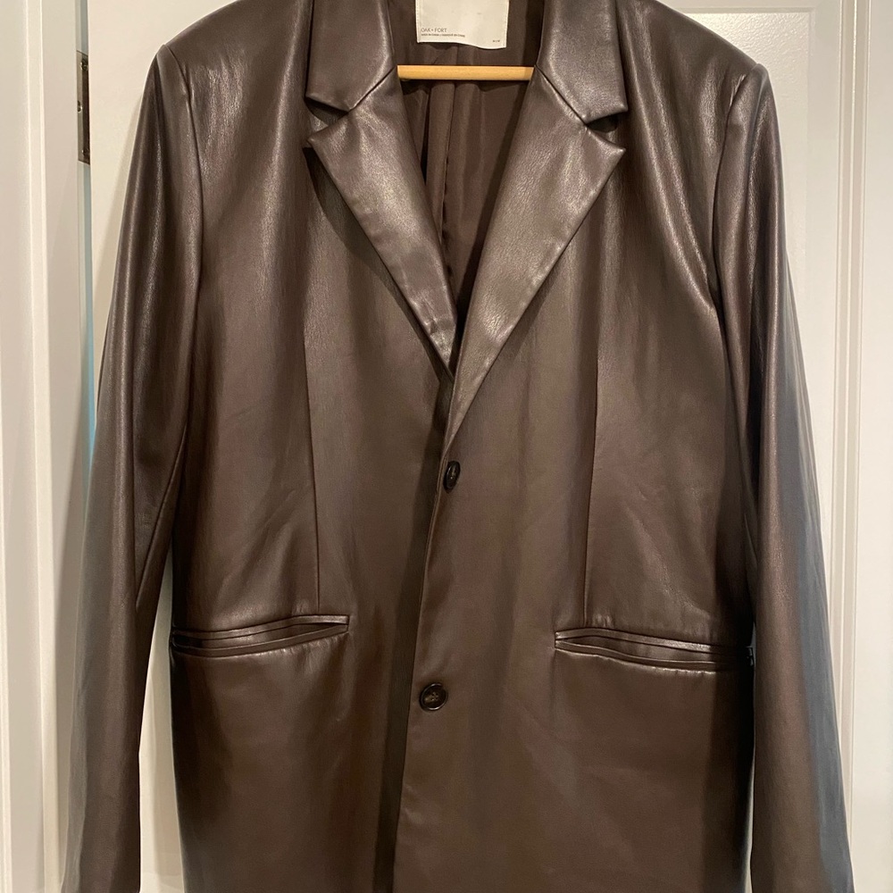 OAK + FORT Chocolate Leather Jacket size M